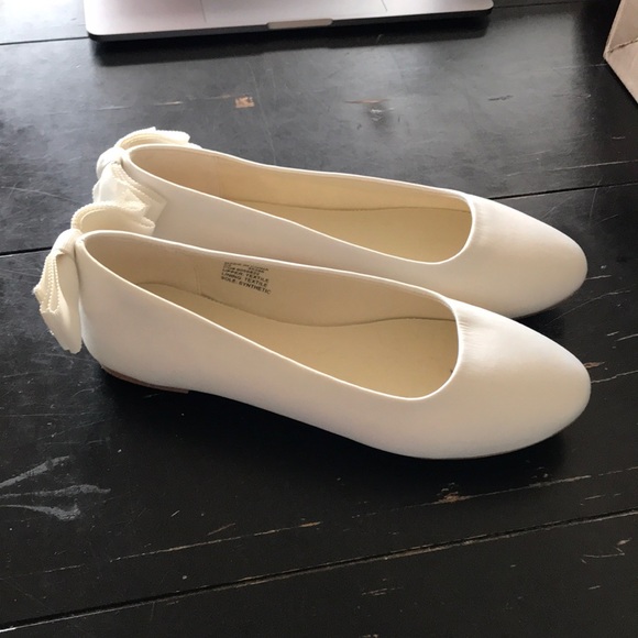 white satin ballet flats